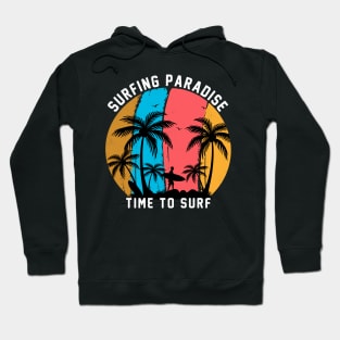 vintage Retro Style sunset Surfing paradise time to surf Hoodie